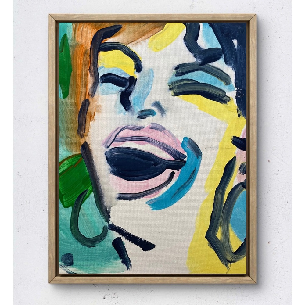 OMAN Original Abstract Portrait Oil Painting 8x10 Canvas Colorful Modern Art
